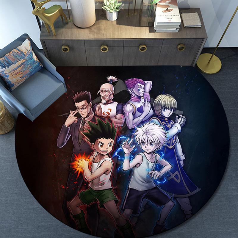 Hunter × Hunter,Round Area Rug,Carpet Rug for Living Room Bedroom Sofa Playroom Decor,Non-slip Floor Mat
