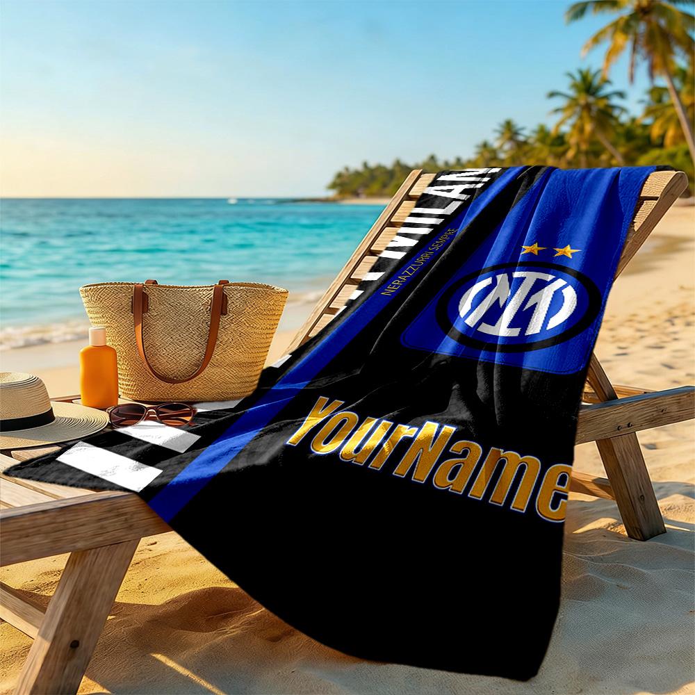 Inter Milan Personalized Name Beach Towel Quick-Dry Soft Microfiber Portable for SwimmingBeachCamping Travel Beach AccessoriesGym
