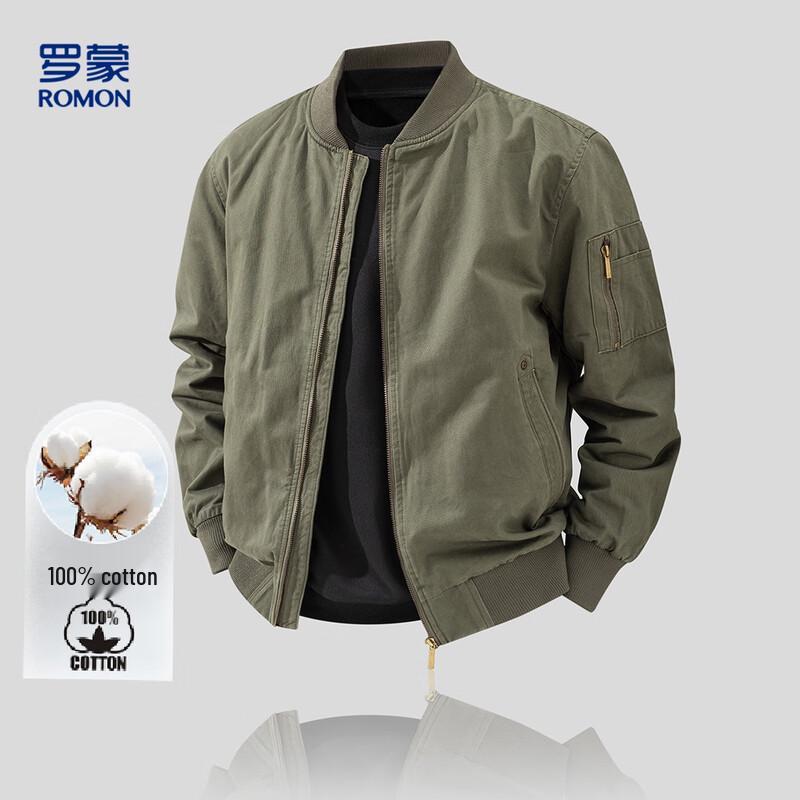 

ROMON Men s Cotton Baseball Collar Casual Jacket 4XL