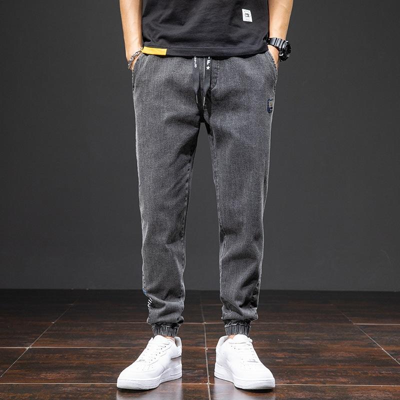 Spring Autumn Cargo Jeans Men Streetwear Denim Jogger Pants Men Baggy Harem Jean Trousers Plus Size Black Blue