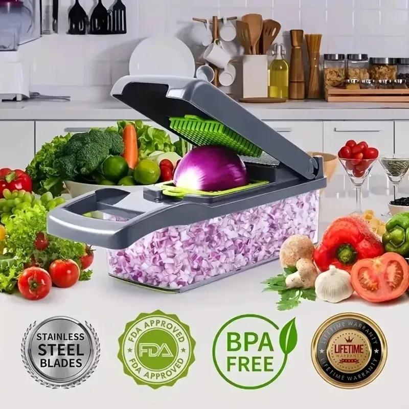 Multifunctional Vegetable Chopper Handle Food Grate Food Chopper Vegetable Slicer Dicer Cut 14/16 In 1 Kitchen Items Cocina