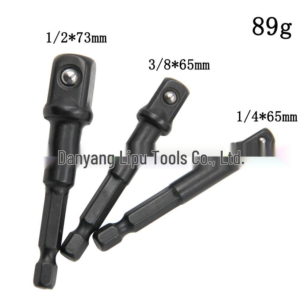 8-Piece Black Hexagonal Handle Electric Screwdriver Set with 3-Piece Steel Ball and Rivet Rod Conversion Sleeves