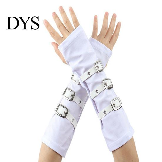 Accesorios de Mano Streetwear Calentadores de Brazo Góticos Guantes sin Dedos para Mujer, Calentadores Punk con Hebilla Metálica para Adultos y Niños, Mangas Góticas Steampunk, Cosplay