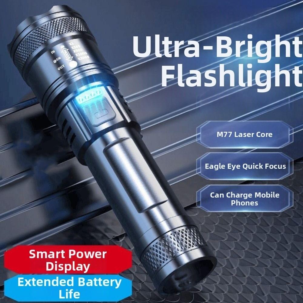 Super Bright Strong LED Flashlight Waterproof Rechargeable Emergency Zoom Lantern High Power Multifunctional Laser Flashlight