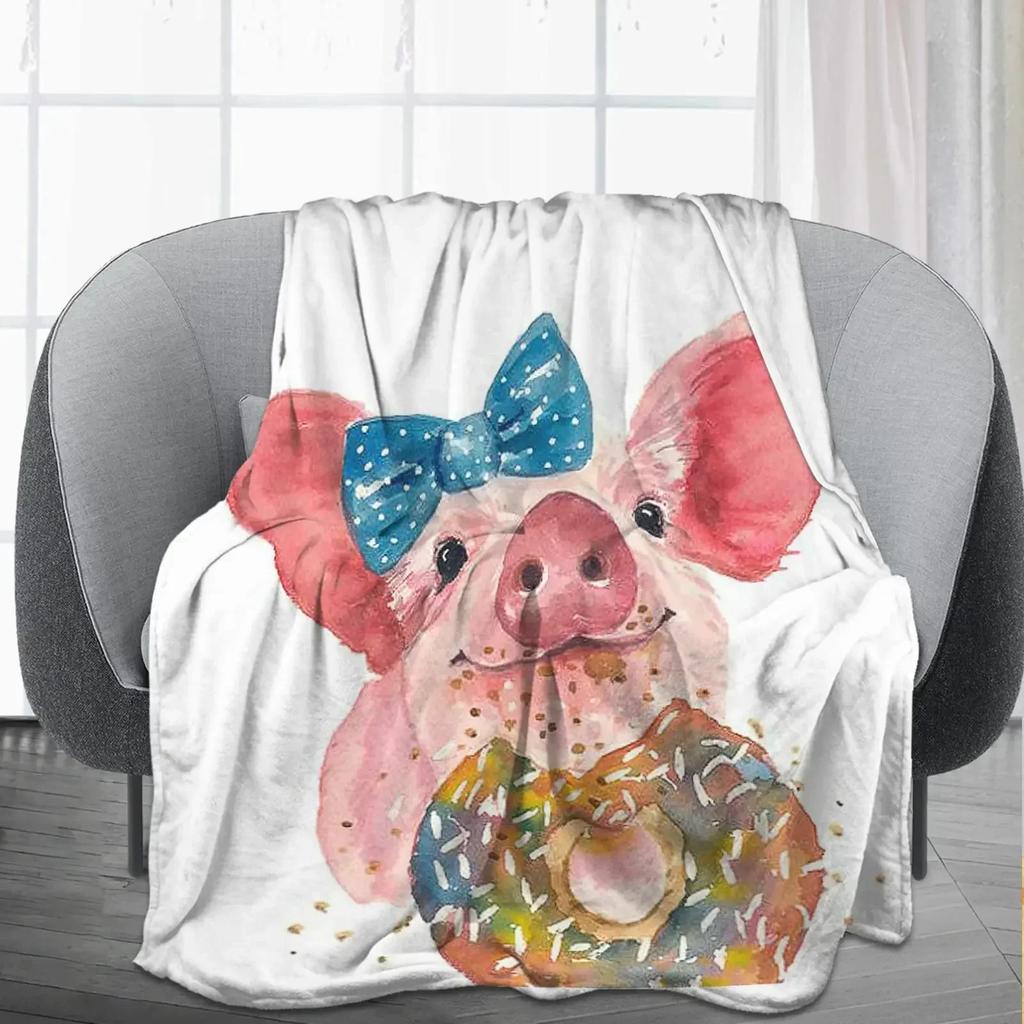 Pig Blanket Gifts for Women Pig Lovers,Pink Pig Blankets for Girls Boys,Cozy Warm Cute Animal Flannel Throw Blanket for Bed Sofa
