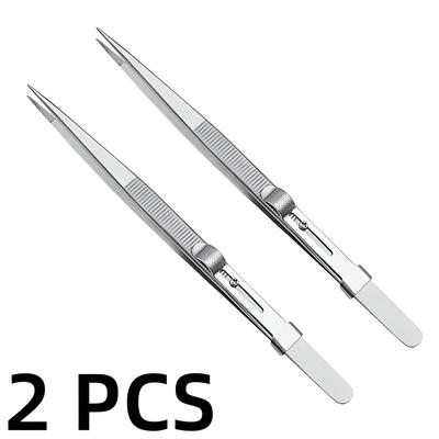 Adjustable with Buckle Slide Lock Antistatic for Diamond Gem Jewelry Making Precision Tool Professional Stainless Steel Tweezers