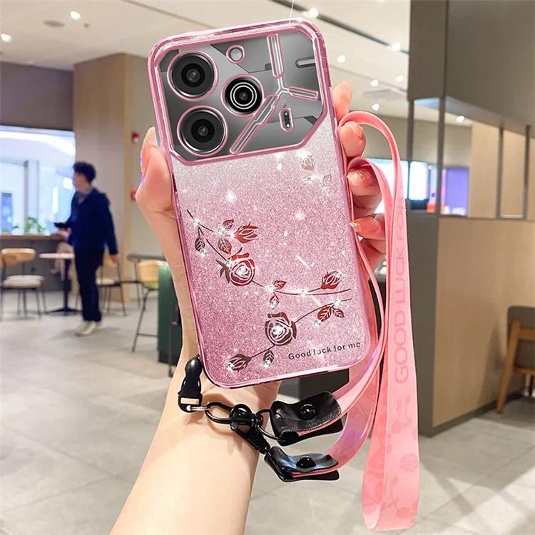 

Чехол KADEM для TECNO Pova 6 5G Pova 6 Pro 5G с блестками и блестками из ТПУ, чехол для телефона со шнурком