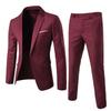 Herren Slim Fit Koreanischer Blazer Zweiteiliger Anzug für Beruf und Hochzeit
