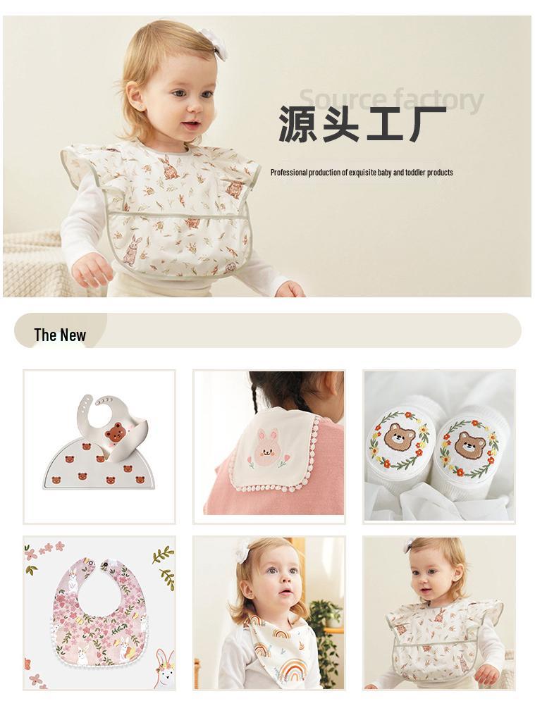 Waterproof Cotton Baby Apron: Stain-Resistant PU Reversible Bib with Pocket for Toddlers and Infants.