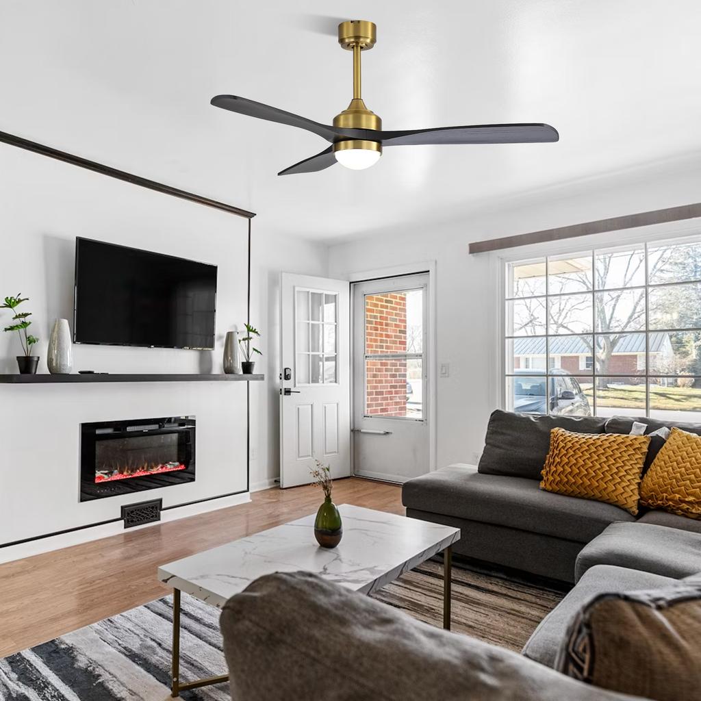 52-inch ceiling fan with LED light, dimmable, DC motor, timer function (1/4/8 h), 6 speed levels