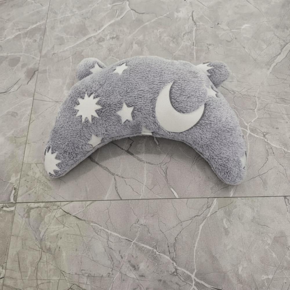 Plush U-Shaped Pet Pillow Luminous Pet Half Moon Pillow Cartoon Cat Glowing Pillow  Pet Sleep M серый