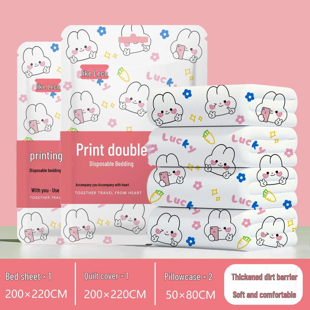 Portable Travel Disposable Bedding Set: Bed Sheet, Duvet Cover, Pillowcase - Anti-Dirty for Hotel & Inn