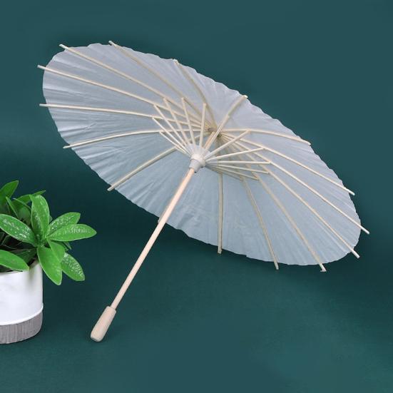 DIY Coloring Paper Umbrella with Bamboo Handle Handmade Chinese Oiled Paper Umbrella White Paper Umbrella Japanese Parasol Decoration