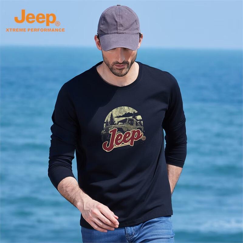 JEEP Xinjiang Long-Staple Cotton Long Sleeve T-Shirt for Men