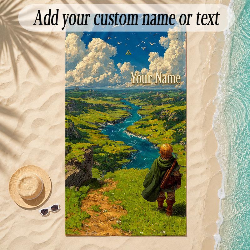 Beach TowelZelda Custom Name Text Personalized Soft Towel for Beach Pool Indoor Home Decor Gift