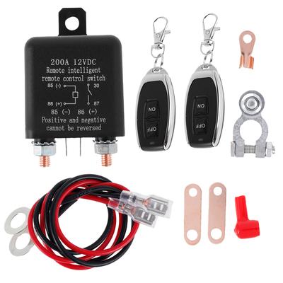 Interruptor de desconexión de batería remota 12V 200A Interruptor de corte de coche Antirrobo Interruptor de control remoto Relé Mando a distancia 2 llaves para Coche Camión Barco