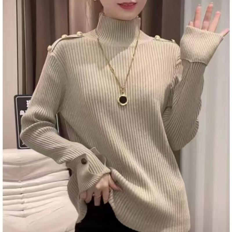 Spring autumn and winter new beautiful semi-turtleneck sweater with long-sleeved slim-fit knitted bottoming shirt women's top