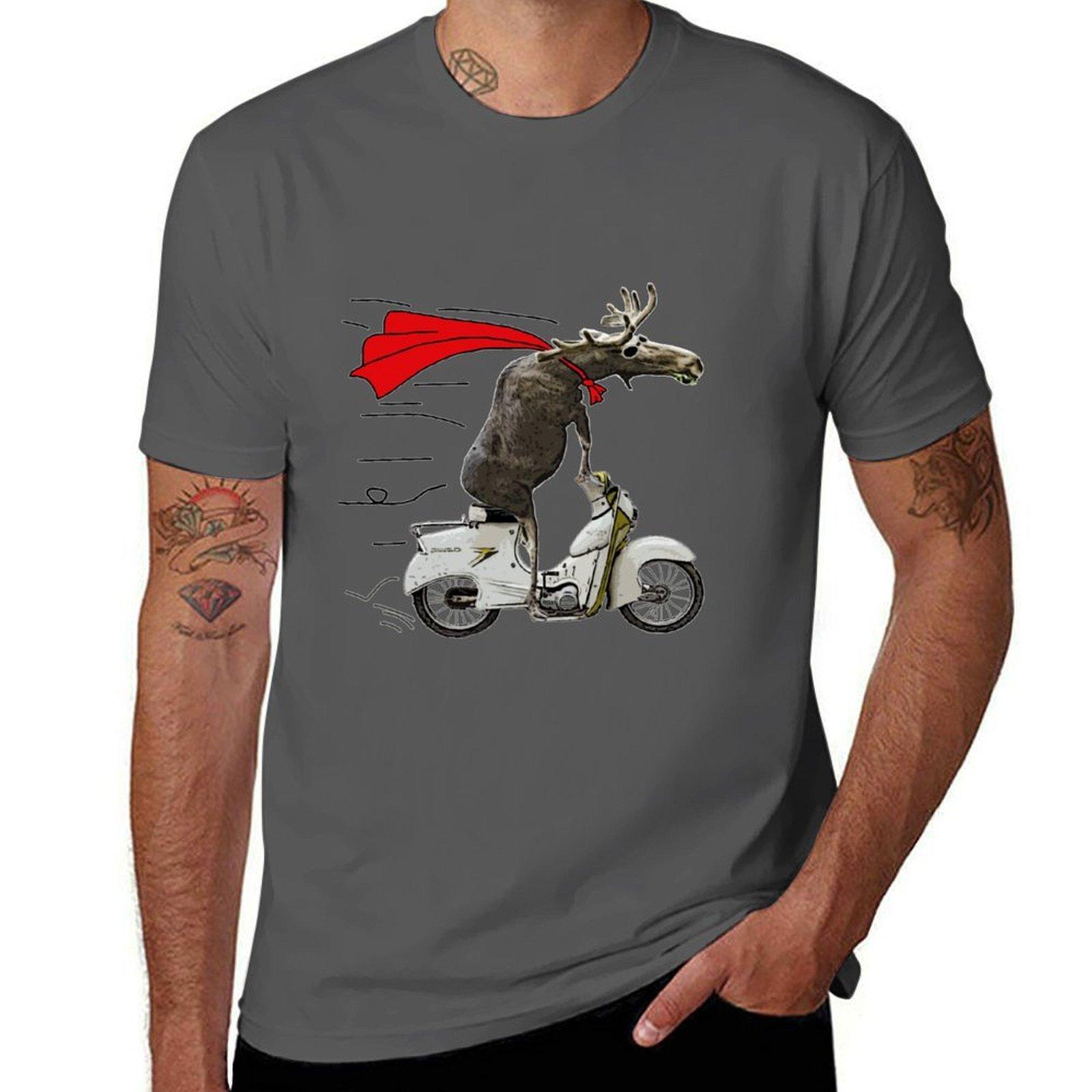 

moped moose T-Shirt t shirts for man slim fit man t shirts graphic T-Shirt 4XL