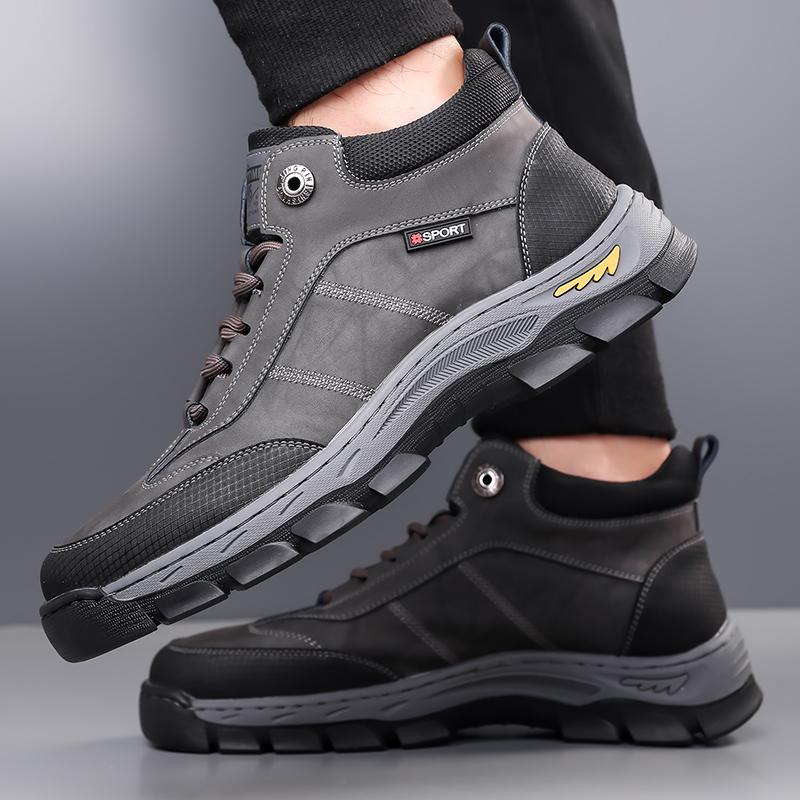 Fashion 2025 New Anti Slip Outdoor Hiking Boots for Men Men's Lace Up Boots Winter Warm Fur Lined Casual Shoes High Top Ankle Boots