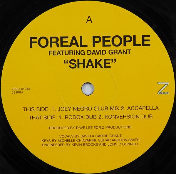 

12inch Record FOREAL PEOPLE, DAVID GRANT - Shake ZEDD12043 Z Records 1999 UK Dance & Electronica Used