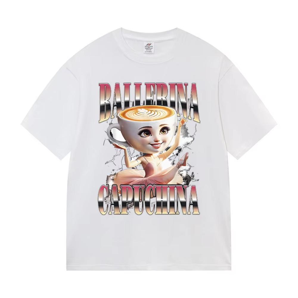 Italian Brainrot Ballerina Capuchina Funny Meme T-Shirt Men Women Fashion Harajuku T-Shirts Summer Hot Sale Cotton Male T Shirts