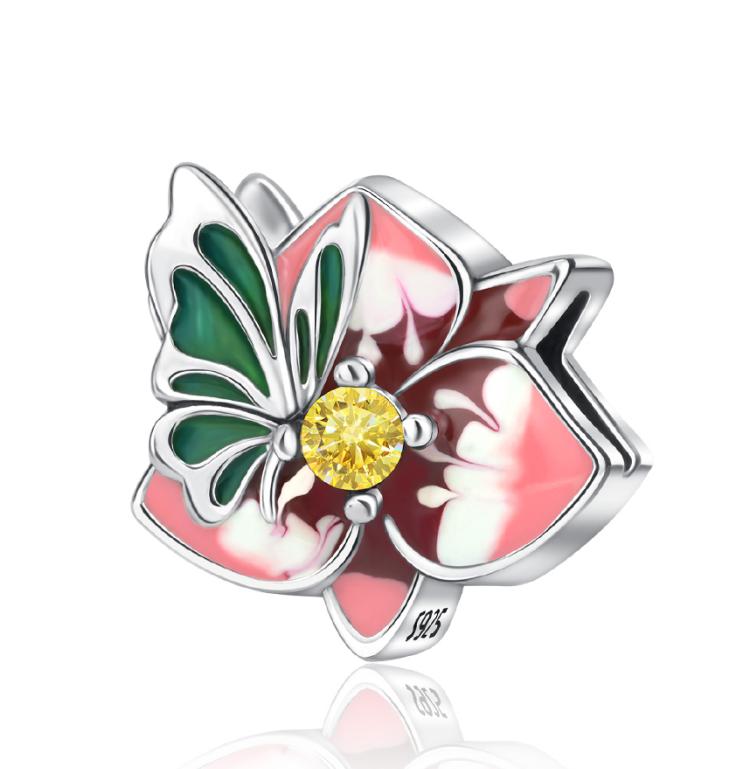 New copper Colorful Butterfly Dragonfly Flower Charm Compatible With Authentic Pendant Bracelets Necklaces Women Do It Yourself Fine Jewellery