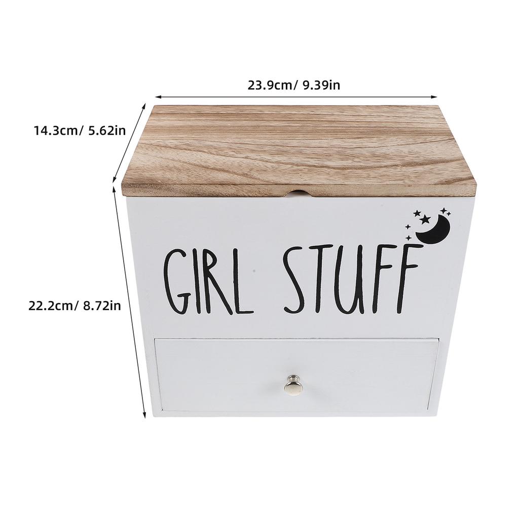 Wooden Tampon Holder with Lid Bathroom Pad Container Black Storage Box Feminine Product Organizer Moistureproof Small Bathroom