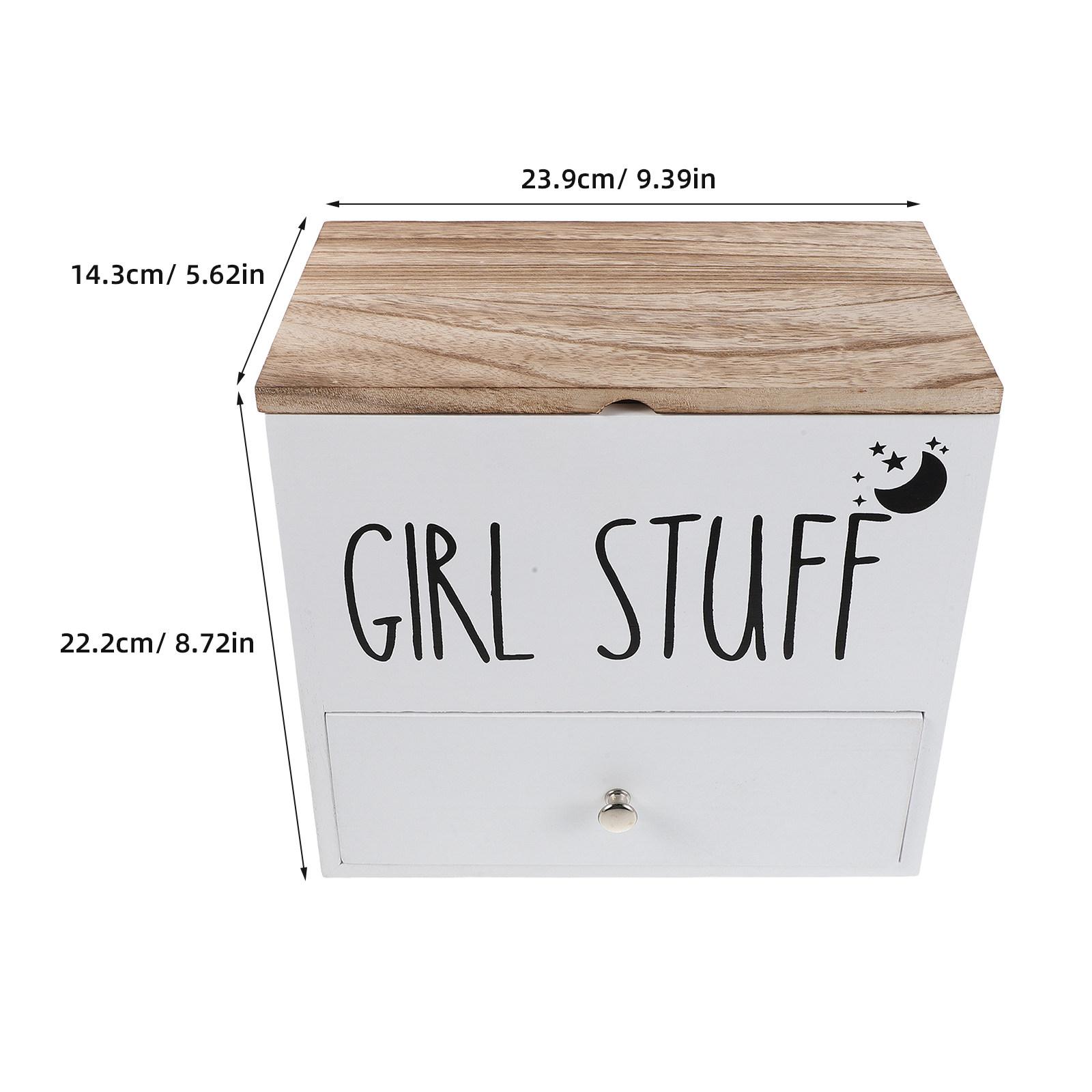 

Wooden Tampon Holder with Lid Bathroom Pad Container Black Storage Box Feminine Product Organizer Moistureproof Small Bathroom белый