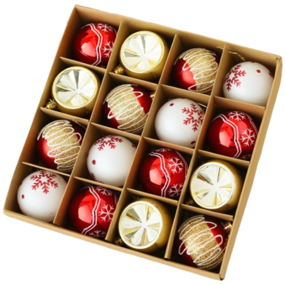 

16pcs Plastic Electroplated Hanging Balls 6cm Xmas Tree Pendants Holiday Wedding Party Decor Style 2