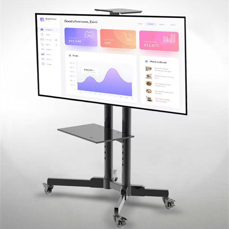 Universal Thickened LCD TV & Monitor Floor Stand with Vertical Pole & Wheels