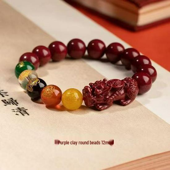 Armband met natuurlijke cinnaber draak en konijn - drie-in-één geluksbrenger en originele armband van ertskralen