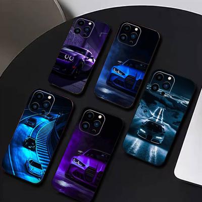 Sportliche coole Handyhülle für Auto für iPhone 16,15,14,13,12,17,Pro Max,Plus Silikon Schwarze Hülle