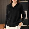 Fall and Winter Ladies's Hooded Knitted Cardigan Ladies's Fall Casual Zipper Sweater Jacket Loose Top
