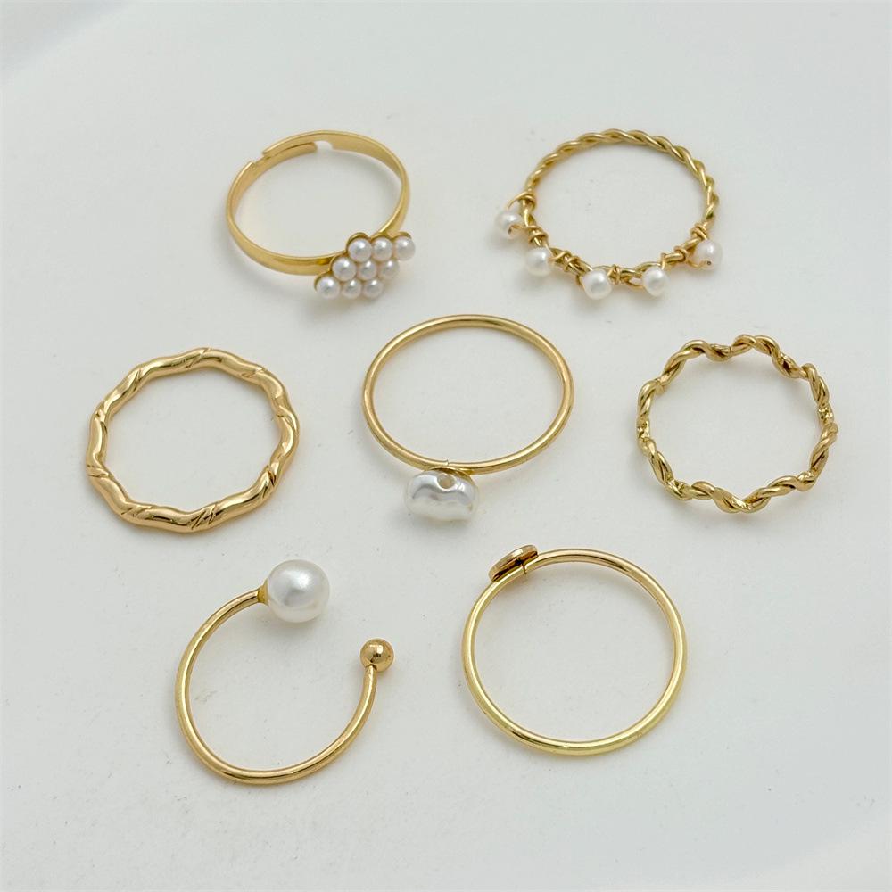 Japanese-Korean Pearl Knuckle Ring Set: 7-Piece Creative Fashion Rings for Women