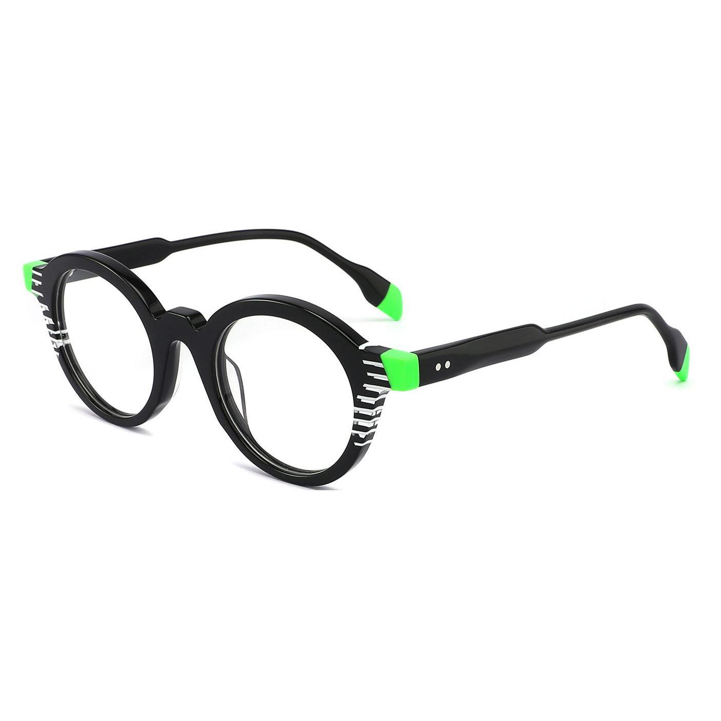 F·DRACON Plate Glasses Frame Fashion Splicing Round Men And Women s Glasses Frame Retro Optical Prescription Glasses Frame 1143 C1