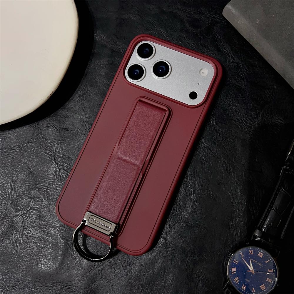 Kovový kroužek Řemínek na zápěstí Držák Pouzdro na telefon Pro iPhone 17 16 15 14 13 Pro Max Plus Air Stojan Sklápěcí stojánek Silikonový ochranný kryt