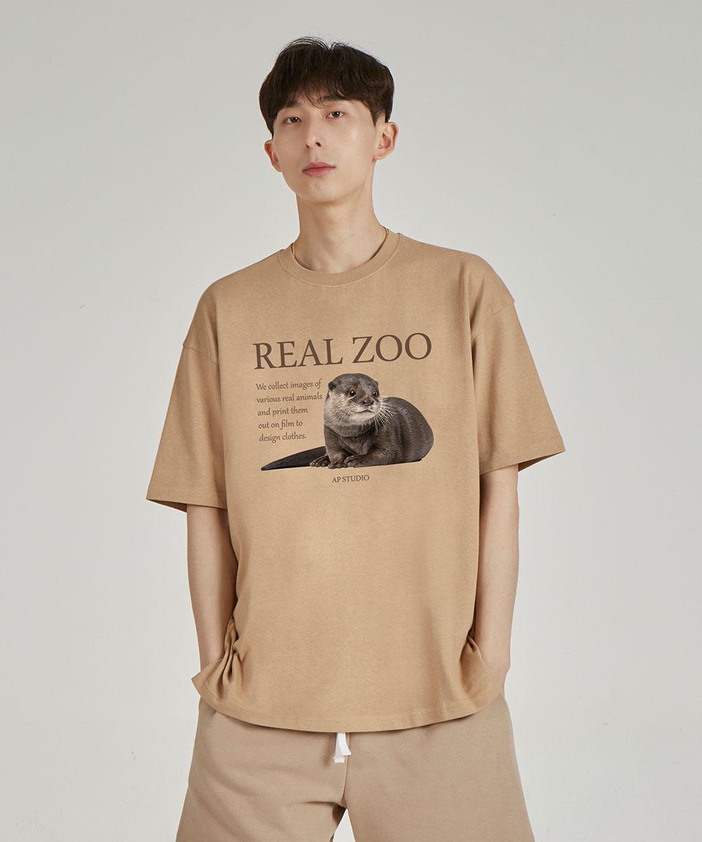 Astral Projection Realju Otter Round Neck 15-Count Cotton Short Sleeve T-Shirt_Beige L
