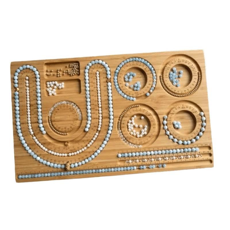 Plateau d'outils de conception de bijoux en bois massif avec échelle de mesure pour colliers de perles, perles en vrac et bracelets