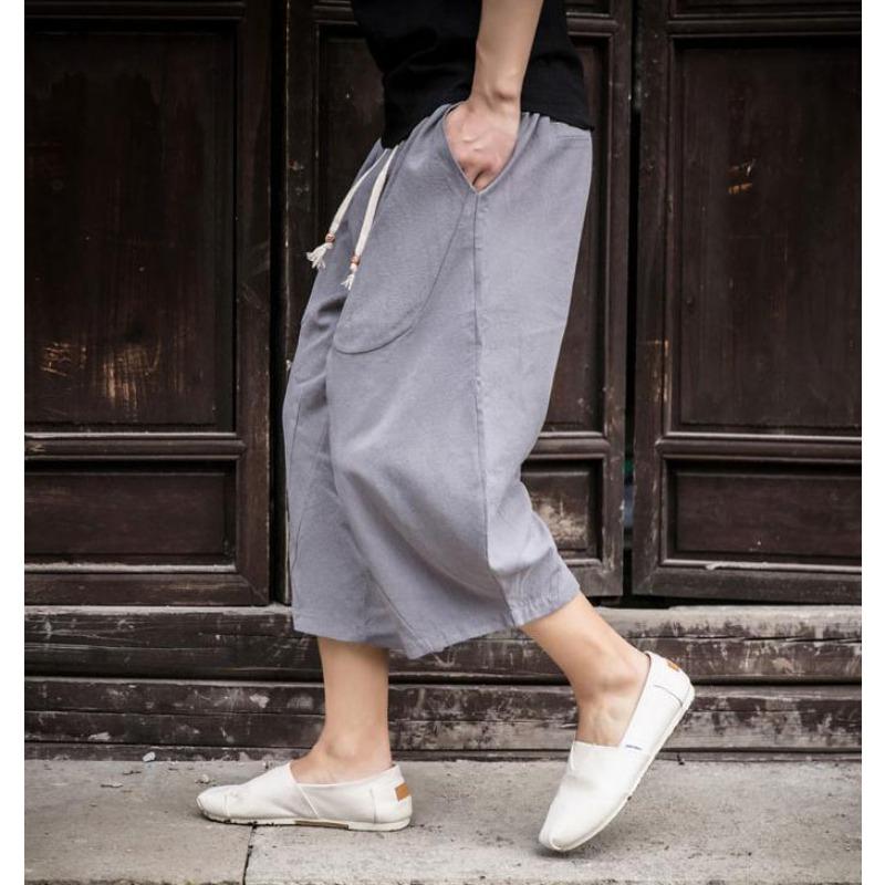 Summer Drawstring Cropped Pants Men s Loose Casual Shorts M