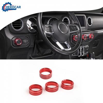 4X Air Condition/Headlight Switch Knob Trim Ring for Jeep Wrangler JL 2018+Red