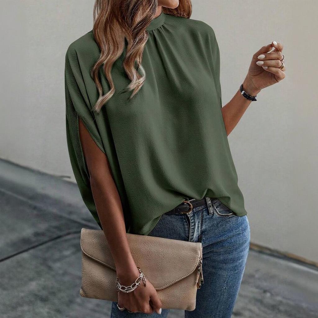 Damen Freizeitmode Rundhals Träger Halbsleeve Hemd T-Shirt Top