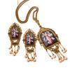 Medieval Retro Court Style Temperament Imitation Pearl Necklace Fringed Stud Earrings Replica Ethnic Style Earrings