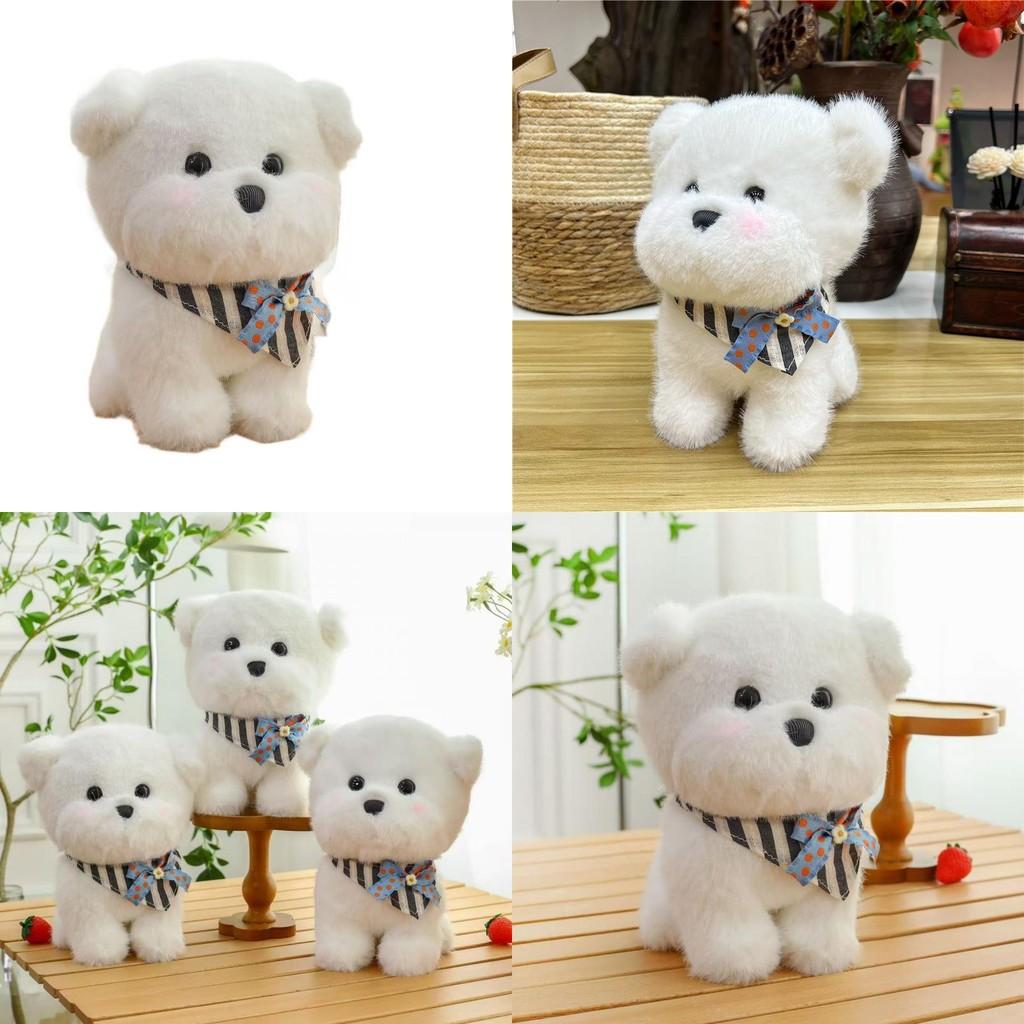 Bichon Scarf Triangular Frise Plush Toy Cute Stuffed Animal Doll Birthday Gift