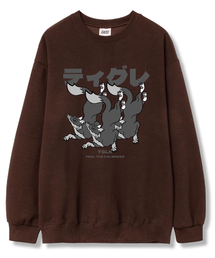 TI.GLAKE Three Wolf Oversized French Terry Sweatshirt 6 Colors