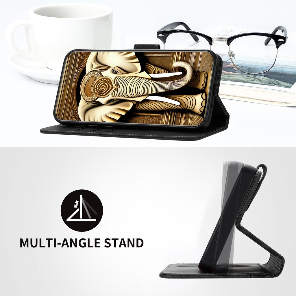 For iPhone 17 Air Leather Case with Wrist Strap Diamond Imprint Wallet Phone Cover