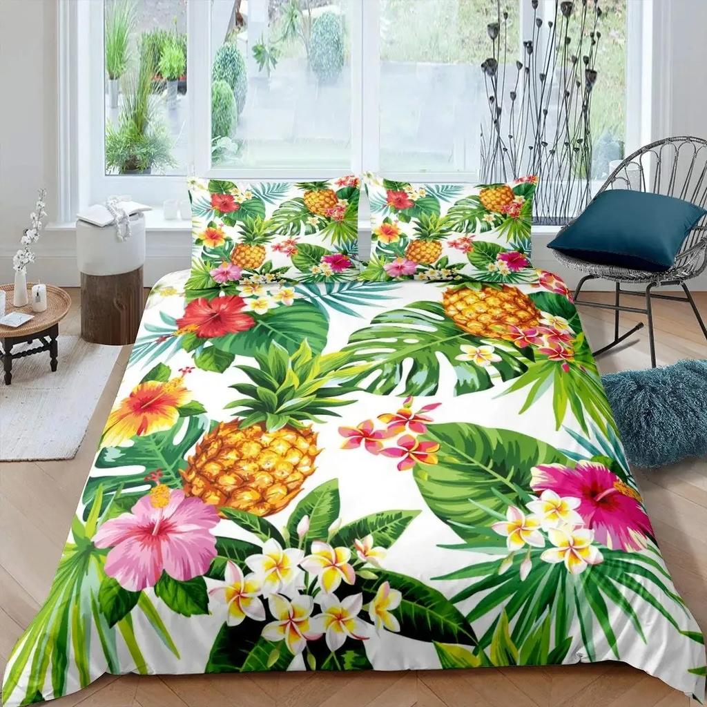 Pineapple Duvet Cover Set Black Gold Pineapple Bedding Set Polka Dot Comforter Cover Boys Girls Luxury Quilt Cover Full Queen