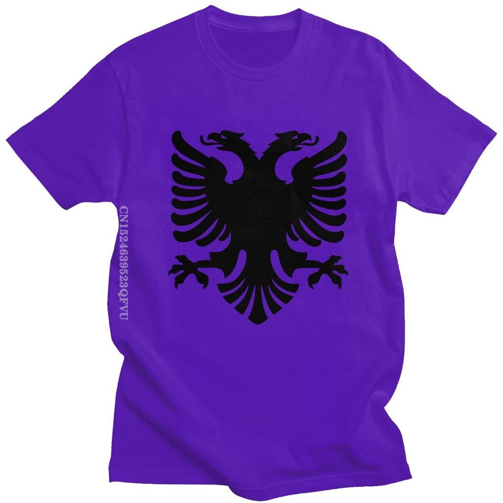 Flag Of Albania Eagle Tshirts Men Cotton Albanian Pride Tee Tops Round Neck Kawaii T Shirt Streetwear Men Casual Tshirt