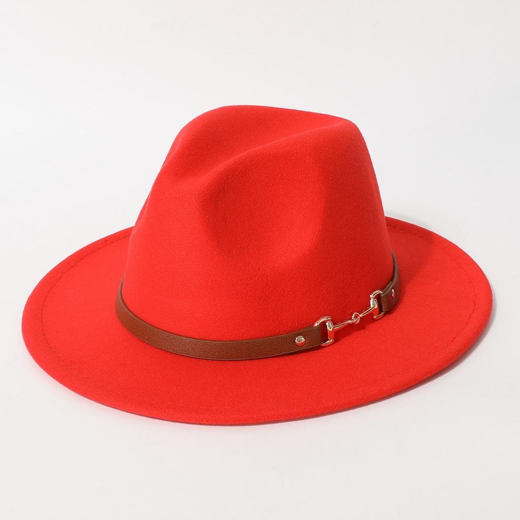 Fashionable spring and summer new wool felt hat with flat brim and wide brim, British retro jazz hat, black wool western cowboy hat