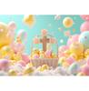 Spring Easter Natural Scenery Grassland Rabbit Theme Banner Backdrop, Children's Birthday Party Decoration Photography Backdrop