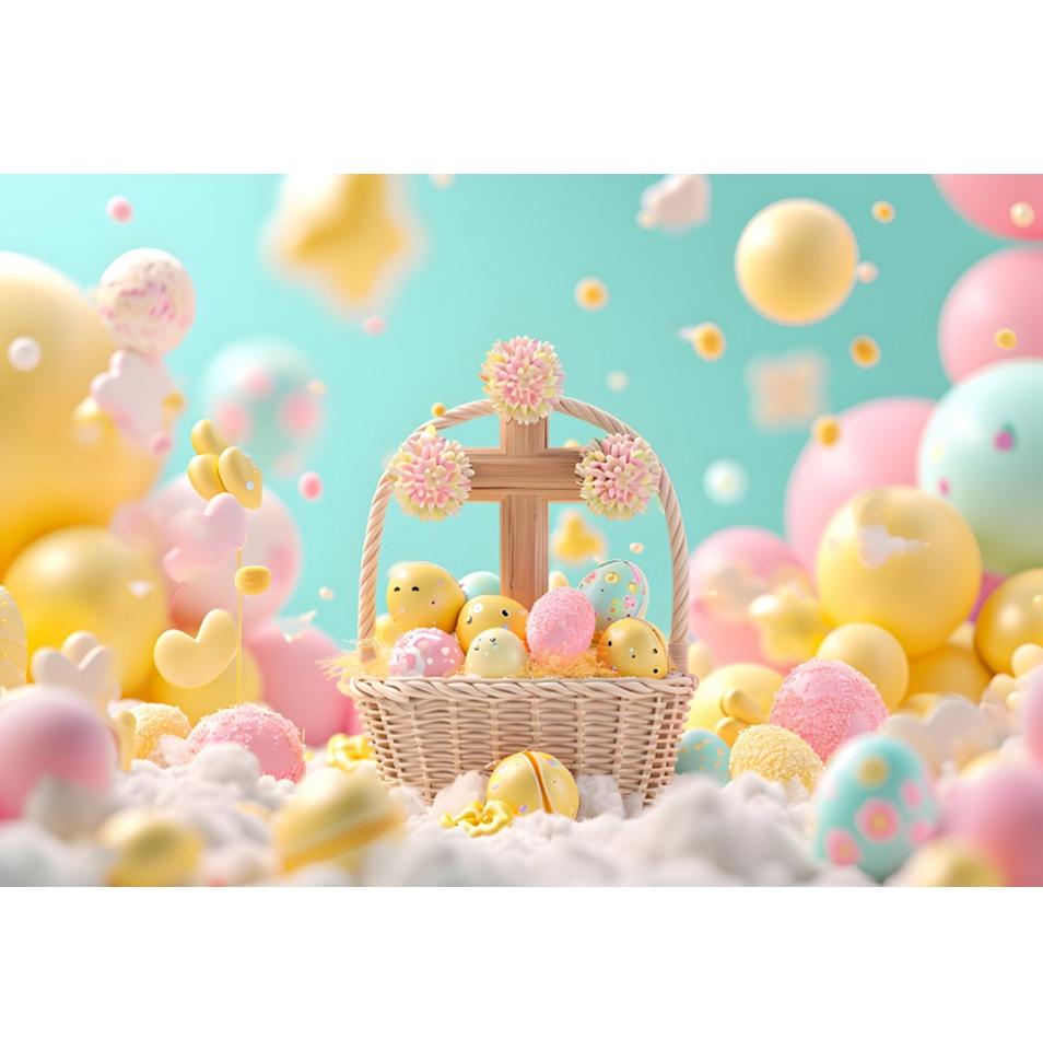 Spring Easter Natural Scenery Grassland Rabbit Theme Banner Backdrop, Children's Birthday Party Decoration Photography Backdrop